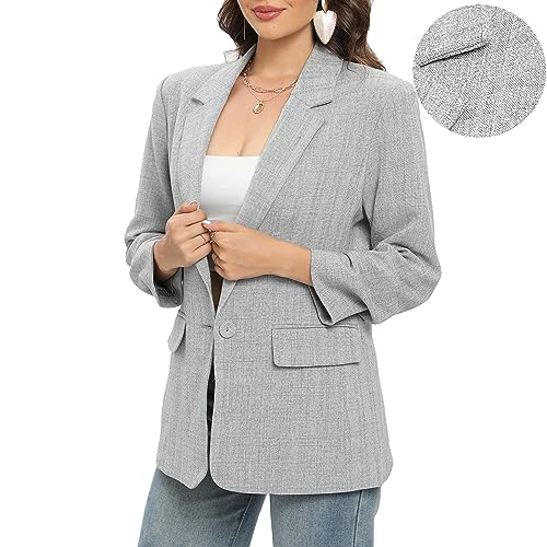 TRNY Womens Blazer Ruched Sleeve Notched Lapel Suit Blazers Jackets with Pockets for Women Business Casual and Work Office3