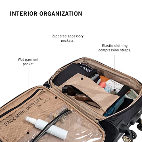 Kenneth Cole Reaction Women's Chelsea Luggage Chevron Softside 8-Wheel Spinner Expandable Suitcase Collection, Black, 2Pc Bundle (Carry On+Backpack) #TOP1