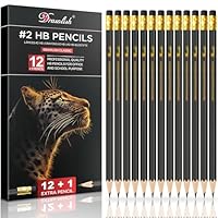 HB-Bleistifte mit Radiergummi am Ende, 12 Stück + 1 gespitzter Graphitstift, langlebig, sechseckig, Skizzierstift für Kinder, idealer Zeichenstift für Schule, Arbeit, Zuhause und Künstler