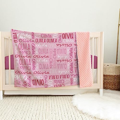 Image of Custom Baby Blanket - Personalized Names Design - Soft Plush Blanket with Double Layer Dotted Backing for Boys Girls Color19(47x60 inches)