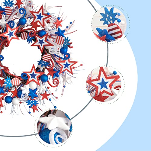 Egolot 22 Inch Patriotic Glitter Stars Pineapple Wreath For Front Door, Memorial Day Glitter Red White And Blue Wreath For Home Decor, Forth Of July Holiday Wreath For Indoor And Outdoor #TOP1