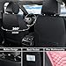 Coverado Seat Covers Full Set, Waterproof Nappa Leather Seat Covers for Cars, 5 Seats Universal Car Seat Protectors, Black and Pink Leather Car Seat Covers Car Seat Cushions Fit for Most Cars