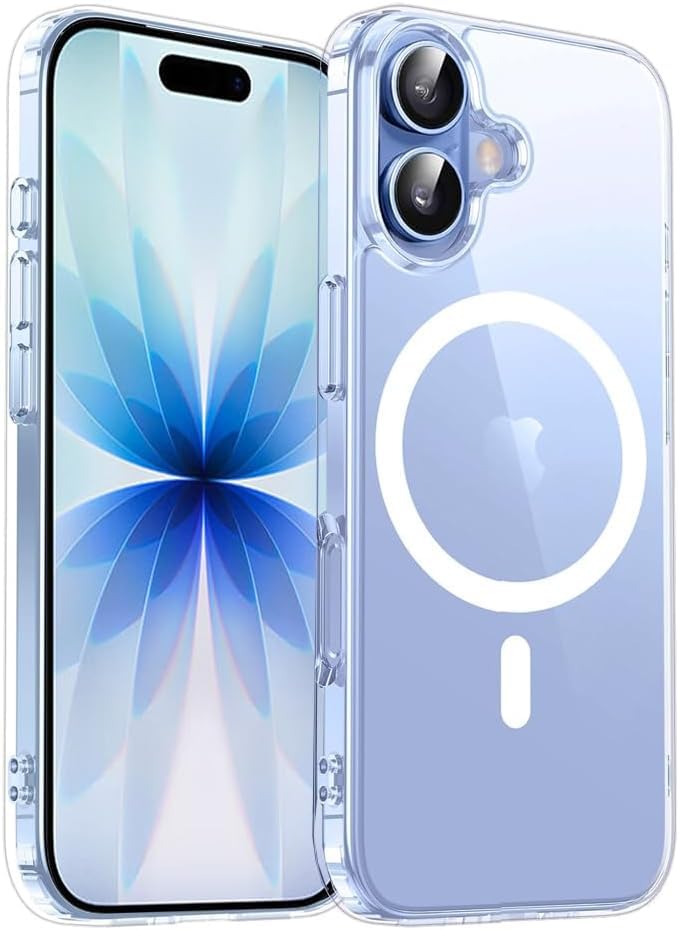 Image of QsmQam Crystal Hybrid Back Case Cover Compatible with iPhone 17 | Compatible with MagSafe| Clear Protective Case | Transparent Back Case - (Military-Grade Polycarbonate + TPU,Dual Layered)
