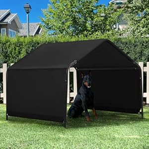 Dog Shade Shelter Outdoor 4’x4’x3′ Tent for Large Medium Dogs, Outside Sun Rain Canopy Pet House for Cats Pigs Livestock with Waterproof Roof Ground Nails,Black
