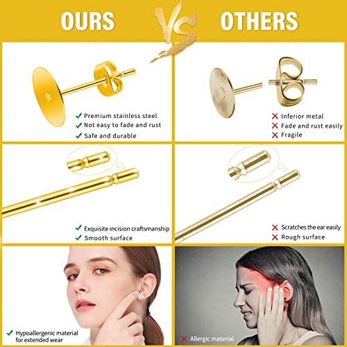 Modacraft 3202Pcs Earring Posts And Backs, Hypoallergenic Stud Earrings Making Supplies Kit Including Stainless Steel Earring Post Earring Backs, Rubber Earring Backs, Jump Rings For Jewelry Making #TOP4