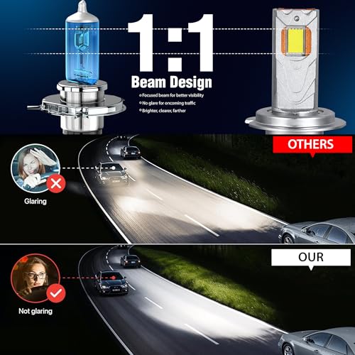 Image of OTOROYS H7 LED Headlight Bulbs, 300W Each LED, 30,000 Lumens, Super Bright Headlight, 6500K, Car Headlight Auto Conversion Kit for Car, Set of 2, (2 Years Warranty)