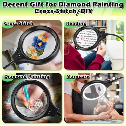 Nzqxjxz NZV46240422LDFDJ02 10X 30X Large Floor Magnifying Glass With Light And Stand,36 Led Flexible Gooseneck Floor Magnifying Lamp,Clip thumb #5