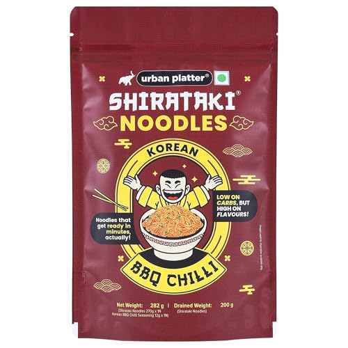Image of urban platter Korean BBQ Chilli Shirataki Noodles, 282gm (Konjac Noodle | Keto-friendly, Low-Carb, Fat-free | Spicy BBQ Chilli Flavour | Ready in Minutes), Large