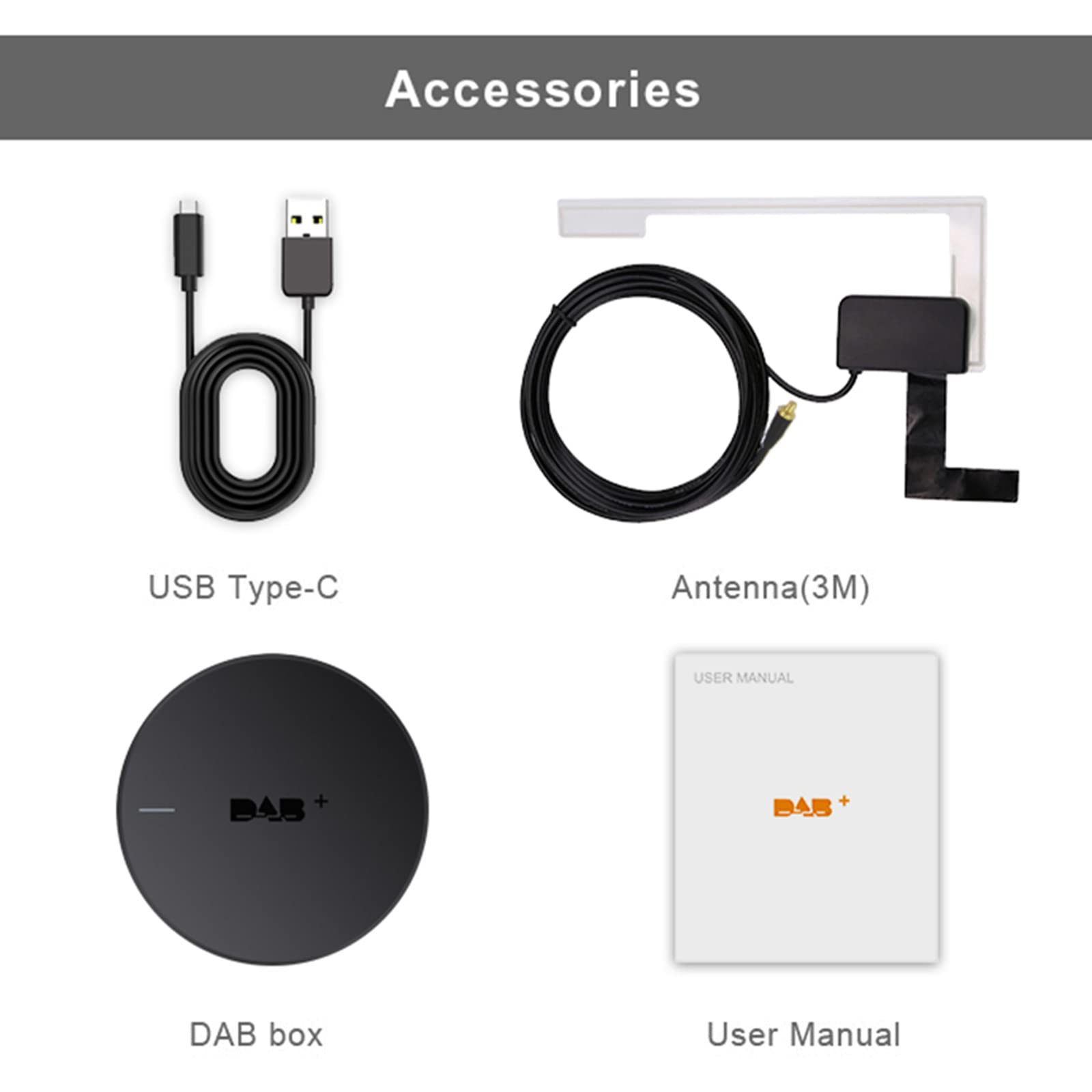 Adattatore DAB+ esterno Radio Digitale Antenna Tuner Trasmettitore FM USB Alimentato per autoradio Android 5.1 e Versioni Successive
