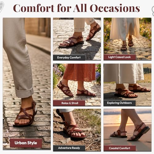 Image of Holy Land Market Men /Women Biblical Jesus Leather Sandals /Slides From Jerusalem (Yashua-Style II)
