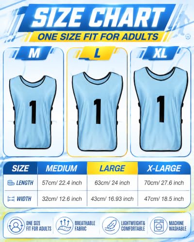 Image of Yahenda 24 Pcs Soccer Pinnies Numbered Vests Adult