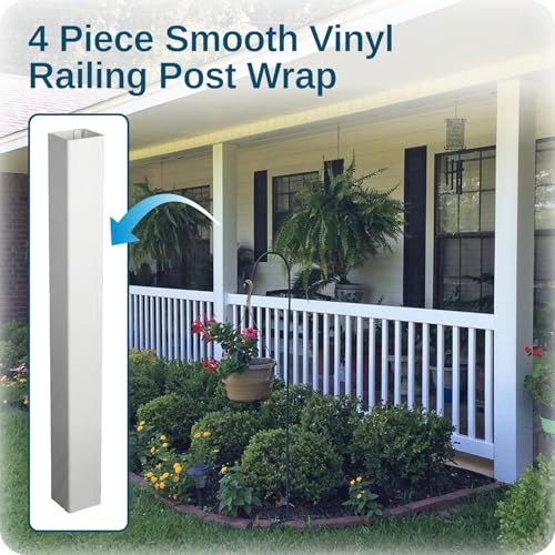 Image of Weatherables 4x4 Vinyl Post Wrap - Weatherproof Premium Outdoor Vinyl Porch Post Wrap for Quickly Refreshing Existing Deck, Patio, and Porch Posts (4 inchx4 inchx96 inch, White)