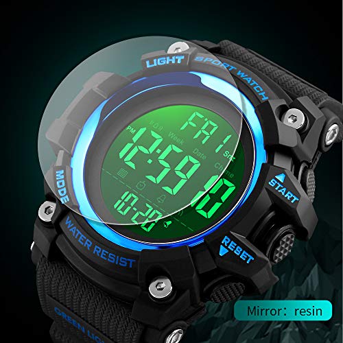 SKMEI Digital Watch for Men, Waterproof Military Watch with LED Backlight Chronograph Alarm, Black Big Face Sports Wrist Watch for Men Boys4
