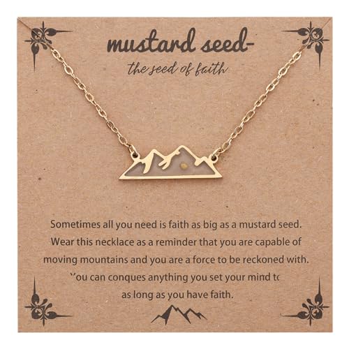 Haoze Collar de semillas de mostaza, regalos cristianos para mujer, collar de semillas de mostaza de fe de acero inoxidable, joyería religiosa cristiana inspiradora, regalos para mujer, Metal