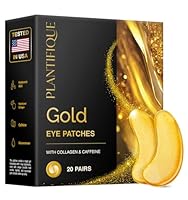 Plantifique Augenpads Gegen Augenringe und Tränensäcke - 24K Gold Eye Pads mit Kollagen, Koffein - 20 Paar Augenmaske Under Eye Patches Mask - Augen Pads Geschenke