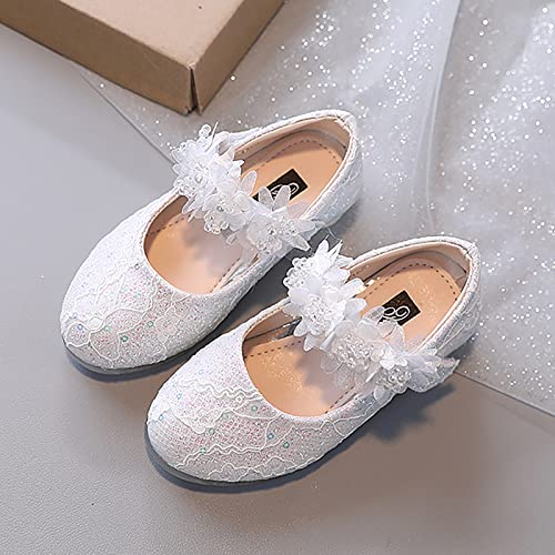 Baby Infant Girls Boy Kid Child Shoes Rhinestone Flower Sandals Premium Pearl Crystal Shoes (White, 11.5 Little Child)3