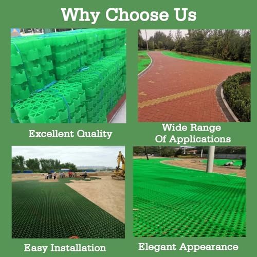 Durable Plastic Paving Slabs for Driveways, Lawn Mats & Garden Walkways - 12-Piece Driveway Grid System (7cm) for Slope Landscaping & Parking Lots