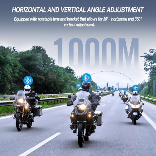 Image of TNICER Motorcycle Bluetooth Headset with Camera G10 Motorcycle Camera with EIS Helmet Bluetooth Headset 8-Way 1000m WiFi Recording Intercom with 64G Card