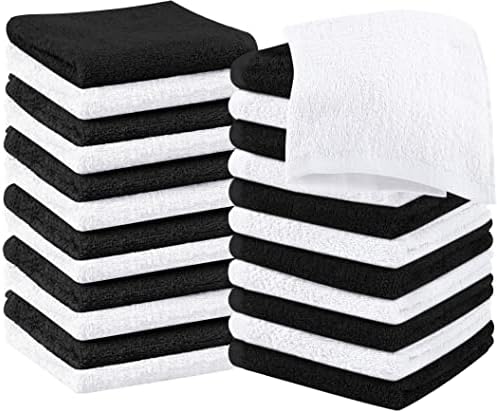 Utopia Towels - Cotton Washcloths Set - 30 x 30 cm, White - 100% Ring Spun Cotton, Premium Quality Flannel Face Cloths, Highly Absorbent and Soft Feel Fingertip Towels (24-Pack, White)