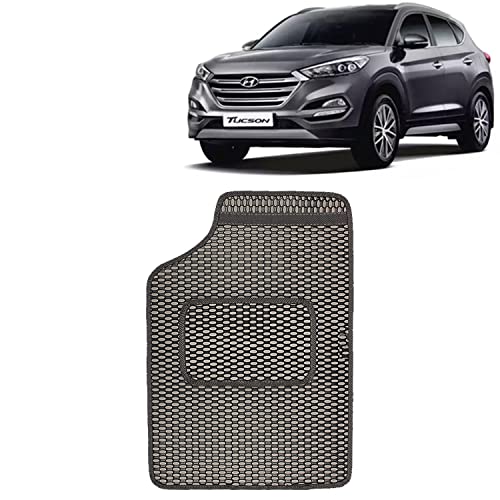 Image of Kingsway Dotted Design Car Floor Foot Mats Universal Fit for Hyundai Tucson, Model Year : 2022 Onwards, Water and Dustproof, Color Black, Set of 5 Pieces