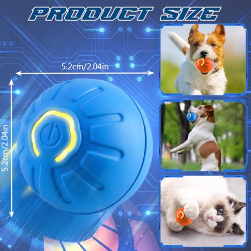 BSOON Intelligentes Interaktiver Ball für Hunde, Elektrisch, 2 Stück Automatisches Magic Hundespielzeug, Wiederaufladbar über USB (Blau+Orange)