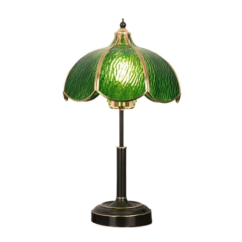 Z4T8M2K6G5 Bedside Lamp Vintage Glass Table Lamp Bedroom Study Living Room Brass Stained Nightstand Lamps(Green,Small)