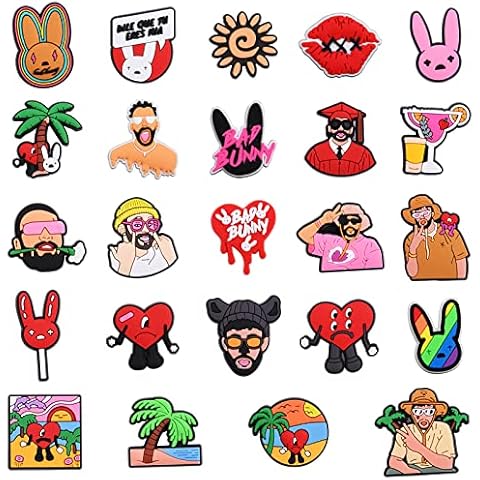 Ainiv Shoe Charms 24 Piezas, Bad Bunny Adornos de Zapatos Cover