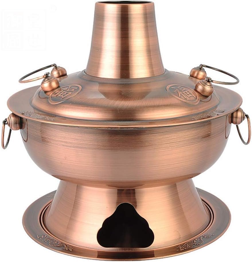 Authentic Chinese Copper Charcoal Hot Pot - 32cm Beijing Style Charcoal Heated Steam Pot for Kitchen Catering, Cooking Tools, Traditional Cookware