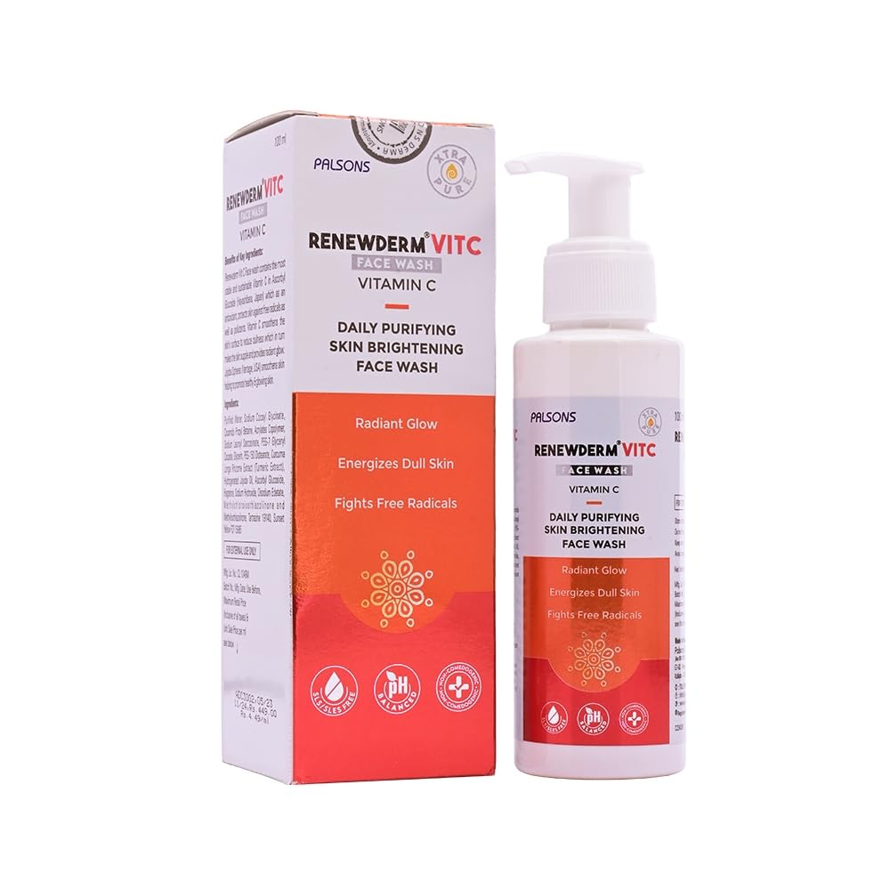 Renewderm Vit C Face wash With Vitamin C, Jojoba Spheres for Radiant Glow, Healthy and Youthful Skin I Fights against free radicals I Daily Purifying skin brightening face wash I 100ml