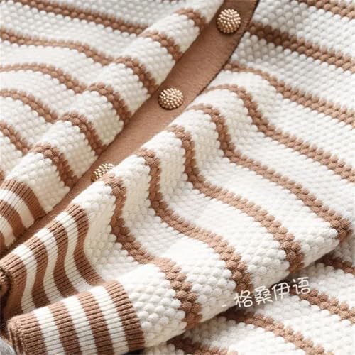Women's Simple Striped V-Neck Single Breasted Knitted Cardigan Coat Casual Loose Long Sleeve Top3