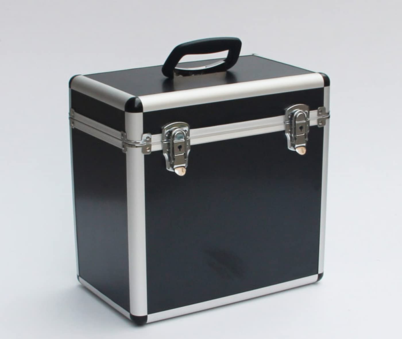 Mallette de DJ en vinyle verrouillable pour 50 disques vinyles - 34 x 21 x 34 cm - Noir