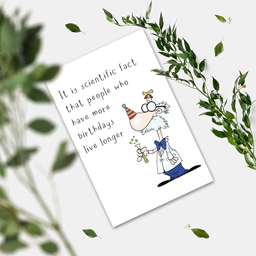 Image of Funny Birthday Card for Old People - 'More Birthdays Live Longer' Humorous Greeting Card for Men Women, Senior Citizen Gifts, Sarcastic Age Jokes for Him Her
