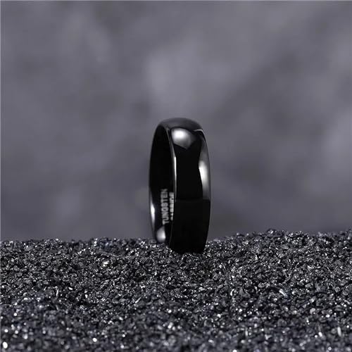 Anillo de tungsteno negro pulido: alta joyería para bodas 2