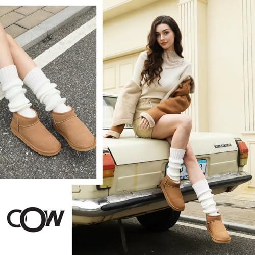OOW Ankle Boots for Women Genuine Suede Short Winter Snow Boot with Cozy Memory Foam - Image 6