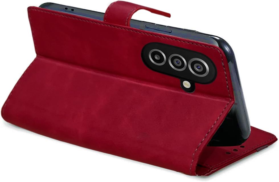 Image of Excelsior Flip Cover for Samsung Galaxy A17, F17 | Premium PU Leather | Full Protection (Red)
