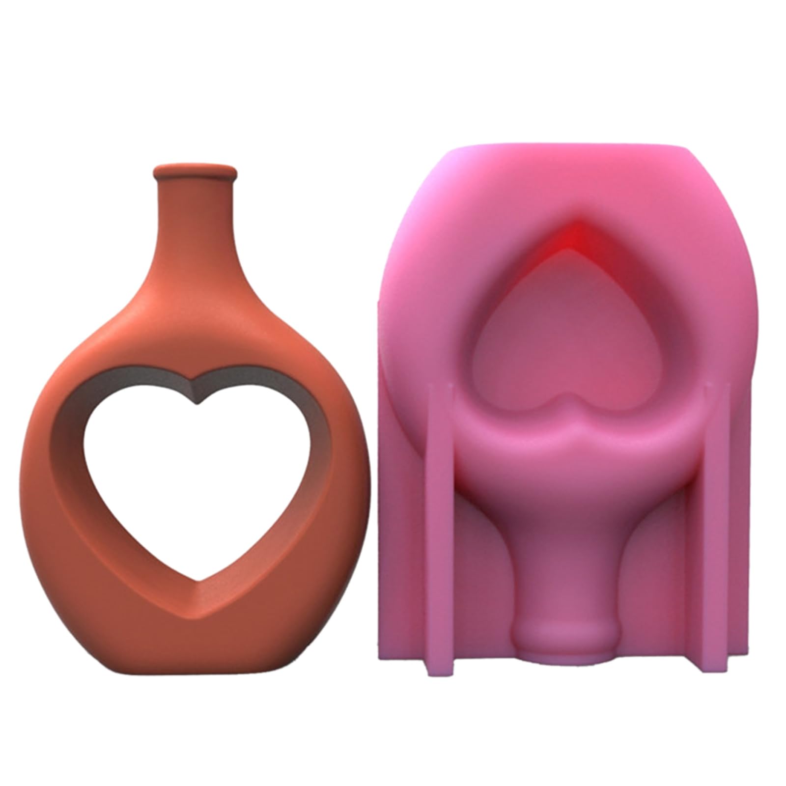 Moule en silicone pour vase à fleurs époxy et design cœur