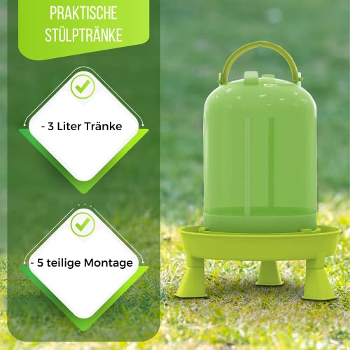 Foto von Hühnertränke 1,5, 3 oder 5 ltr. grün I Beheizbare Geflügeltränke für Hühner I Aufhängbarer Wasserspender I Automatische Wassertränke, Tränke, Hühnerzubehör I Geflügel I Vogeltränke (Grün, 3 Liter)