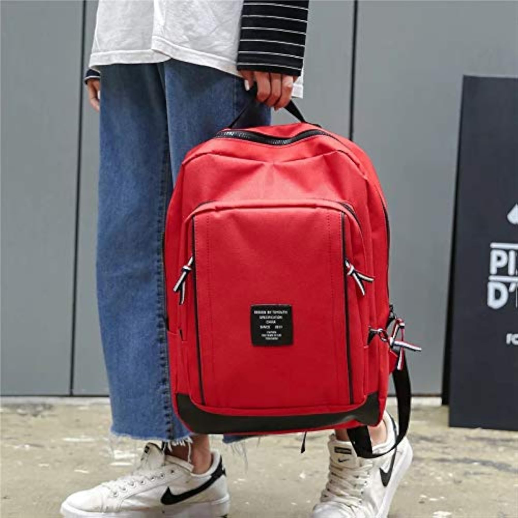 Korean Red Backpack for Men & Women, 35L Capacity
