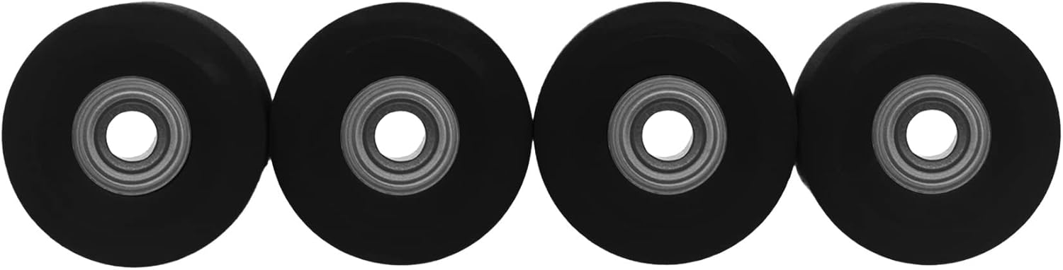 Teak Tuning Apex All Terrain Polymer (ATP) Fingerboard Wheels - New Street Shape, 65D - 7.7mm Diameter - ABEC-9 Stealth Bearings - Made in The USA - Pitch Black Colorway