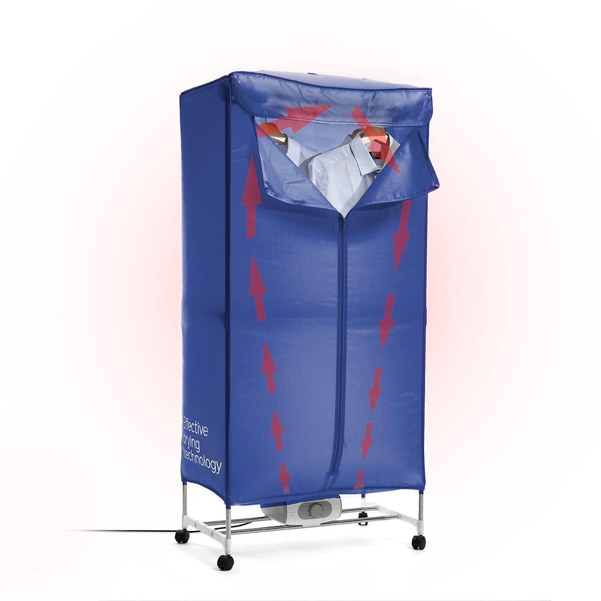 Armario, secadora climatizada, secadora de ropa eléctrica portátil, secador de aire caliente, armario con calefacción, doble altura 15 kg, esterilización antibacteriana, temporizador, 1200 W