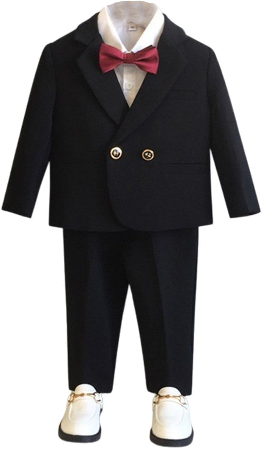 Boys' 2 Pieces Suit Double Breasted Jacket Pants for Formal Daily Wedding Tuxedos