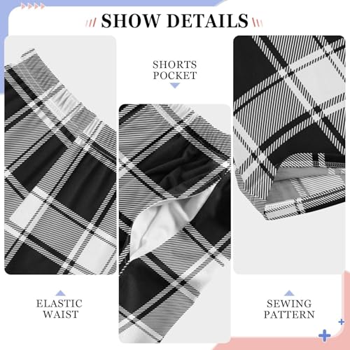 CaTaKu Boys Buffalo Check Plaid Black Pants for Boys Girls Wide Leg Sweatpants Kids Long Bottoms with Pockets Size 6-14Y4