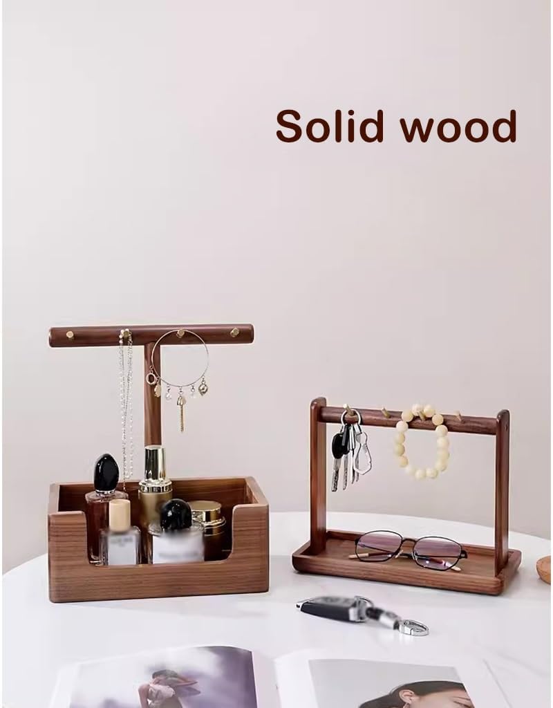 Multifunctional Key Tray & Jewelry Organizer - Solid Wood Key Holder, Cosmetic Organizer, Decorative Shelf for Home Storage & Elegant Jewelry Display image 2