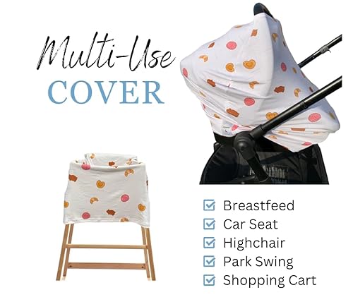 Miniatura 3 de Funda para asiento de automóvil para bebé, diseño de pan, funda multiusos para lactancia, privacidad de 360 para amamantar en público, regalo neutro