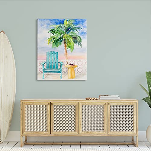 Image of Tropical Beach Chair Palm Tree, 36 x 48 Inch Canvas Wall Art