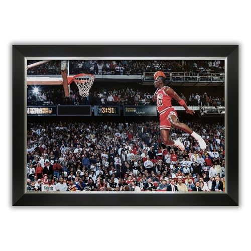 Michael Jordan 1988 Slam Dunk Contest Framed Canvas – Chicagos Basketball Legend – Iconic...