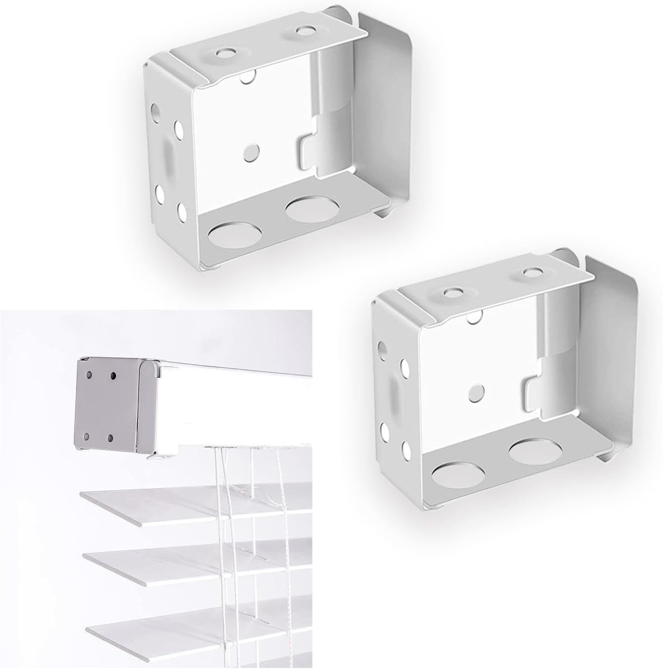 AZWOOD Wood Blind Fittings Box Mounting Bracket, White Window
