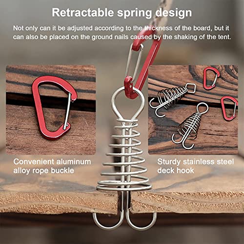 MOROBOR Deck Anchor Pegs, 10pcs Windproof Aluminium Alloy Fish Bone Tent Stakes with Spring Buckle Portable Wind Rope Anchor for Outdoor Camping - Image 4