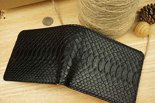Black Python Leather Wallet for Men, Full Grain Python Leather Wallet, Bifold Stylish Wallet, Men's Billfold Wallet4