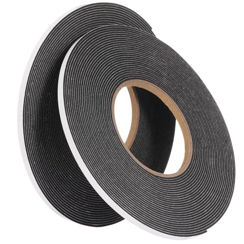 Image of Tatuo 2 Rolls Double Sided Foam Tape PE Foam Tape Sponge Soft Mounting Adhesive for DIY Craft Picture Poster Hanging(1 /4 Inch by 33 Feet,Black)
